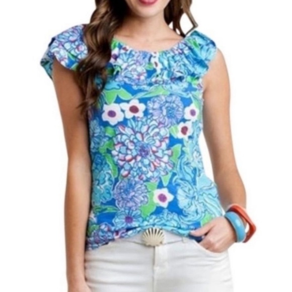 Bundle (2) Lilly Pulitzer Tops Small Wynne Ruffle Monterey Racer Back - Picture 2 of 15